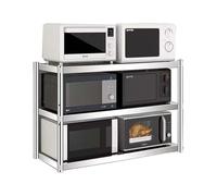 Whnoorher Étagère de Rangement de Cuisine à 3 Niveaux, Robuste en Acier Inoxydable, étanche, antirouille, Support Mural Polyvalent, Organisateur pour Micro-Ondes, friteuse à air(3 - Layer 60x30x75cm)