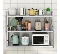 Whnoorher Étagère de Rangement de Cuisine Étagère à 3 Niveaux en Acier Inoxydable Support Mural Polyvalent pour Plantes Pot à épices Poêle Support de Rangement pour Micro-Ondes(60x30x75cm)