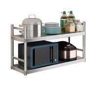 Whnoorher Étagère de Rangement de Cuisine, étagère de Rangement Polyvalente en Acier Inoxydable, Support Mural à 2 Niveaux pour casseroles, Plats, poêles à épices(80x35x75cm)