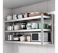 Whnoorher Étagère de Rangement de Cuisine, étagère Murale Industrielle à 3 Niveaux en Acier Inoxydable avec étagères réglables pour Garde-Manger, Placard, Garage, buanderie(3 - Layer 100x35x75cm)