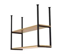 Whnoorher Étagère de Rangement de Cuisine Suspendue au Plafond, étagère en Bois à 2 Niveaux avec Cadre en métal et Fer, étagères suspendues, égouttoir à Vaisselle de Restaurant(2-Layer 100x30x80cm)