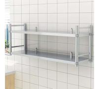 Whnoorher Étagère de Rangement Murale avec Protection latérale, étagère Industrielle étanche en Acier Inoxydable 304, Support de Garde-Manger Robuste à 2 Niveaux pour entrepôt(150x30x75cm)