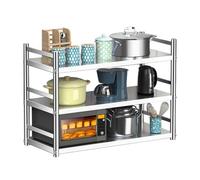 Whnoorher Étagère de Rangement Polyvalente à 3 Niveaux, étagère Murale Industrielle en Acier Inoxydable, Support Robuste pour Cuisine, Bureau à Domicile, Salle de Bain(60x35x75cm)