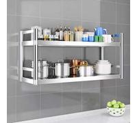 Whnoorher Étagère Industrielle étanche en Acier Inoxydable 304, étagère de Rangement Murale à 2 Niveaux pour Garde-Manger, Placard, Garage, buanderie, Salle de Bain, Support Robuste(90x35x75cm)