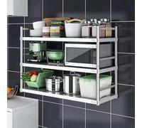 Whnoorher Étagère Industrielle Murale en Acier Inoxydable 304, étagère étanche avec Protections latérales, étagère à 3 Niveaux pour Cuisine, Garde-Manger, Placard, Garage, buanderie(150x30x75cm)