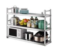 Whnoorher Étagère Murale à 3 Niveaux, Support de Rangement Robuste en Acier Inoxydable avec réglable et Garde-Corps, étagère de Rangement Polyvalente, Support étanche pour Cuisine(80x30x75cm)