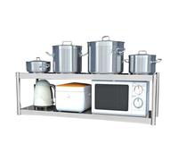 Whnoorher Étagère Murale en Acier Inoxydable à 3 Niveaux, étagère de Rangement de Cuisine réglable pour Micro-Ondes, friteuse à air, Grille-Pain, Support d'organisation(2 - Layer 120x35x75cm)