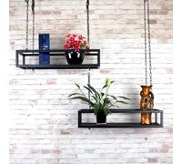 Whnoorher Étagères suspendues au Plafond, étagère Flottante avec Grille de Base, Supports métalliques, Porte-Bouteilles de vin, étagère de Rangement pour Pots(60x25x15cm)