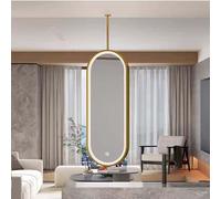 Whnoorher Miroir Ovale doré à LED, Fixation au Plafond ou Murale, avec Interrupteur Tactile, idéal pour Le Salon, l'entrée, la Chambre ou la Salle de Bain.(50cmx60cm)