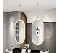 Whnoorher Miroir Ovale Suspendu au Plafond, Grand Miroir Tactile LED pour Salle de Bain, Clair et Pratique, à luminosité réglable, miroirs Flottant doré pour la décoration intérieure(50cmx70cm)