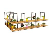 Whnoorher Support Flottant en Bois pour Pots de Fleurs, étagères pour Plantes, étagères murales suspendues en Fer à Fixation au Plafond, présentoir à Plantes Vertes pour la Maison(100x30x80cm)