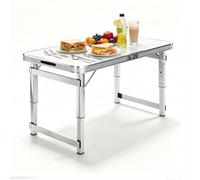 Whnoorher Table à Manger extérieure portative en Aluminium | Table Utilitaire Pliable en Deux avec poignée de Transport | 3 Tables à tréteaux escamotables à Hauteur réglable(Blanc,100cm/3.3ft)