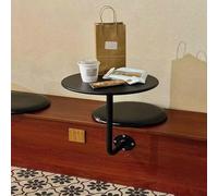 Whnoorher Table de Bar Basse Ronde Noire pour Salle à Manger, pâtisserie, Table de Bar en Fer fixée au Mur pour Balcon, Jardin, Bistro extérieur, Tables de Loisirs(35x35x45cm)
