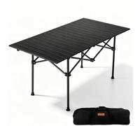 Whnoorher Table de Camping Enroulable 120 cm x 55 cm x 50 cm Tables en Acier au Carbone Noir avec Sac de Rangement Table à Manger extérieure Portable pour Pique-Nique Grill(Vert,54cmx51cmx50cm)