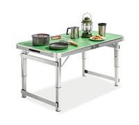 Whnoorher Table Pliante en Aluminium pour Le Camping | Table Utilitaire Portable Pliable en Deux avec 3 hauteurs réglables et poignée de Transport | Rangement Compact