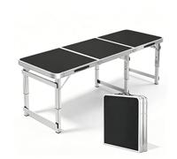 Whnoorher Table Pliante portative légère en Aluminium | 3 Tables de Salle à Manger d'extérieur à Hauteur réglable avec poignée de Transport | Tables Pliantes Utilitaires(Noir,120cm/3.9ft)