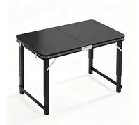 Whnoorher Table Utilitaire Pliable en Deux avec poignée 100cm x 50cm x 53cm Tables de Pique-Nique de Camping Portables en Aluminium 2-4 Personnes Table de Voyage extérieure