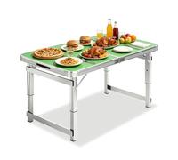 Whnoorher Table Utilitaire Pliable en Deux en Aluminium Robuste, Tables de Salle à Manger d'extérieur réglables à 3 Niveaux avec poignée, Table Pliante Portable pour Voyage