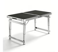 Whnoorher Table Utilitaire Portable en Aluminium avec poignée, Tables de Camping en Plein air à Hauteur réglable, Pliable, compacte et Stable pour 2 à 6 Personnes, Salon(Noir,120cm/3.9ft)