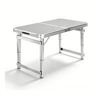 Whnoorher Table Utilitaire Portable en Aluminium avec poignée, Tables de Camping en Plein air à Hauteur réglable, Pliable, compacte et Stable pour 2 à 6 Personnes, Salon(Gris,4.9ft/150cm)