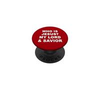 Who is Jesus? My Lord & Savior - Christian Faith Baptism Red PopSockets PopGrip Adhésif