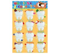 Who Lost a Tooth Poster - Confetti Themed Lost Teeth Chart for Kids, Interactive Classroom Tracking Poster for Kindergarten Elementary Nurse Office Decor(Unframed,12x18inch(30x45cm))
