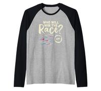 Who Will Win The Race Gender Reveal Baby Shower Rose ou Bleu Manche Raglan