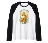 Who Would Jesus Draft Fantasy Football Parody Fall Art Manche Raglan