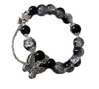 Whoasyst Bijou délicat en alliage avec perles délicates mettant en valeur des motifs de papillon - Bracelet élégant inspiré de la nature, taille unique, Comme décrit