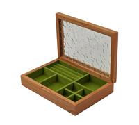 Whoasyst Boîte de rangement polyvalente pour bijoux en bois robuste avec doublure douce, accessoire pour l'organisation de la maison et les voyages, bagues, boucles d'oreilles, colliers