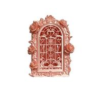 Whoasyst Cadre de fenêtre miniature avec bordure rose pour décoration de maison de poupée sur le thème des contes de fées, décoration de maison de poupée miniature