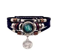 Whoasyst Chaîne de main multicouche avec constellations lumineuses, accessoire unisexe en cuir synthétique pour tenue quotidienne, bracelet en cuir PU personnalisé avec zodiacs, taille unique, Comme