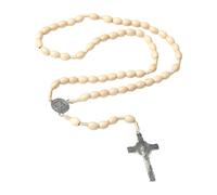 Whoasyst Chapelet en bois vintage fabriqué à la main pour prière religieuse comprenant des perles de 8 mm et 10 mm et un pendentif traditionnel de 5,2 cm, One Size, Comme décrit, Comme décrit.