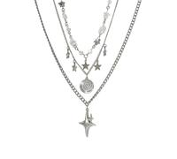 Whoasyst Collier avec pendentif en forme d'étoile en alliage avec strass brillants, parfait pour un usage quotidien et une fête, One Size, Comme décrit, Comme décrit.