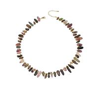Whoasyst Collier de perles de pierre à longueur réglable en acier inoxydable galvanisé superposé, One Size, Comme décrit, Comme décrit.