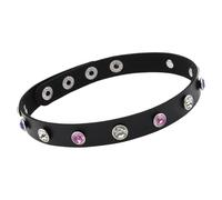 Whoasyst Collier élégant en cuir synthétique avec strass contrastés - Accessoire pour un usage quotidien - Collier tendance clouté avec strass, One Size, Comme décrit, Comme décrit.