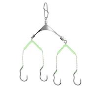 Whoasyst Crochet de pêche anti-enroulement en acier inoxydable avec cadre lumineux et ligne haute résistance pour les gros poissons, batailles en acier inoxydable de nuit