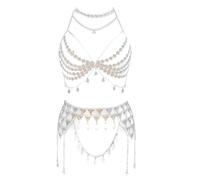 Whoasyst Élégant Body Chain Costume Avec Soutien-gorge En Cristal Et Jupe Ventre Accessoire De Mode Pour Les Fournitures De Fête Décoration Quotidienne Strass Chaîne