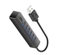 Whoasyst Extenseur USB 2.0 avec plusieurs ports et emplacement pour lecteur de cartes Vitesse 480 Mbps Compatible sur tous les systèmes d'exploitation Lecteur de cartes