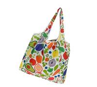 Whoasyst Grand sac à provisions léger et spacieux, pliable, réutilisable, lavable, pour activités de plein air et rangement, Paradis des légumes, One Size