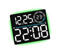Whoasyst Grande horloge numérique LED multifonction avec télécommande, alarme, minuterie, luminosité réglable pour décoration d'intérieur élégante calendrier avec