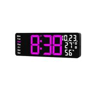 Whoasyst Horloge murale numérique LED de 43 cm avec télécommande, capteurs de température, gradation automatique, affichage de la date, de la semaine, veilleuse