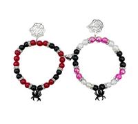 Whoasyst Lot de 2 bracelets élastiques gothiques pour Halloween, motif araignées, cœurs, hip-hop, bijoux pour homme et femme, taille unique, Comme décrit