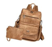 Whoasyst Lot de 2 sacs à dos en cuir PU pour femme - Sac à bandoulière tendance pour femme - Cadeau - Sac à bandoulière en cuir synthétique, Couleur abricot jaune