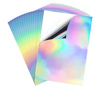 Whoasyst Lot de 20 feuilles de papier autocollant transparent A4 imprimable pour imprimante - Autocollants arc-en-ciel pour séchage rapide - Papier autocollant brillant pour imprimante - Imperméable à