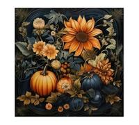 Whoasyst Nappe de table en forme de citrouille avec fleurs et citrouilles - Facile à utiliser - Décoration murale