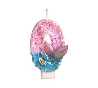 Whoasyst Numéro sur le thème des sirènes avec paillettes et perles - Cire de paraffine sans danger pour les fêtes d'anniversaire d'enfants et décorations de gâteaux - Décoration d'anniversaire sous