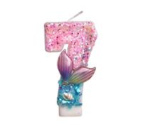 Whoasyst Numéro sur le thème des sirènes avec paillettes et perles - Cire de paraffine sans danger pour les fêtes d'anniversaire d'enfants et décorations de gâteaux - Décoration d'anniversaire sous