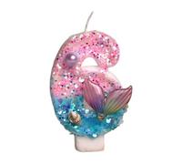Whoasyst Numéro sur le thème des sirènes avec paillettes et perles - Cire de paraffine sans danger pour les fêtes d'anniversaire d'enfants et décorations de gâteaux - Décoration d'anniversaire sous