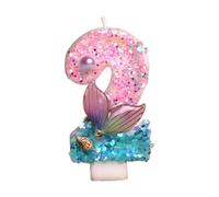 Whoasyst Numéro sur le thème des sirènes avec paillettes et perles - Cire de paraffine sans danger pour les fêtes d'anniversaire d'enfants et décorations de gâteaux - Décoration d'anniversaire sous